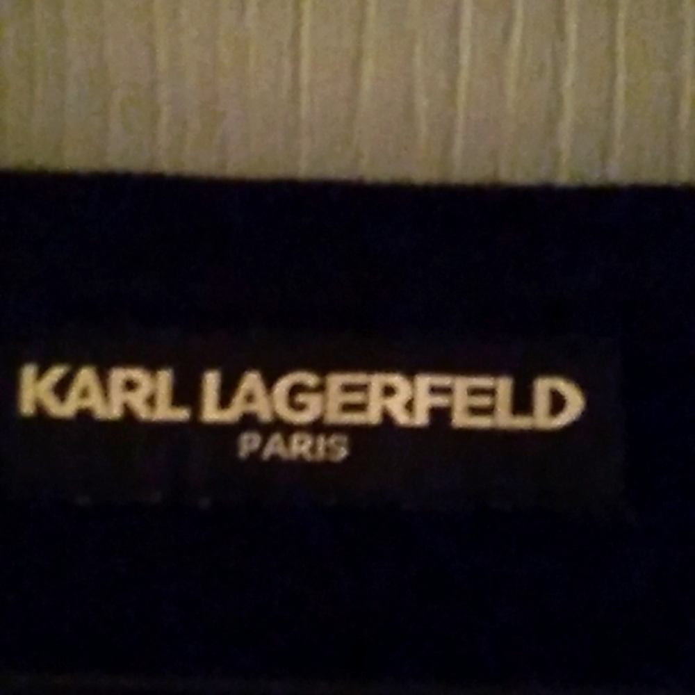 KARL LAGERFELD  BLACK LACE SWEATER.VERY ELEGENT PEARL BUTTONS